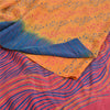 Sanskriti Vintage Saffron/Pink Sarees Pure Crepe Silk Printed Sari Craft Sustainable Fabric