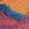 Sanskriti Vintage Saffron/Pink Sarees Pure Crepe Silk Printed Sari Craft Sustainable Fabric