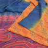 Sanskriti Vintage Saffron/Pink Sarees Pure Crepe Silk Printed Sari Craft Sustainable Fabric