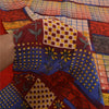 Sanskriti Vintage Sarees Red Hand Block Print Pure Crepe Silk Sari Craft Sustainable Fabric