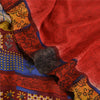 Sanskriti Vintage Sarees Red Hand Block Print Pure Crepe Silk Sari Craft Sustainable Fabric
