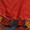 Sanskriti Vintage Sarees Red Hand Block Print Pure Crepe Silk Sari Craft Sustainable Fabric