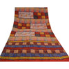 Sanskriti Vintage Sarees Red Hand Block Print Pure Crepe Silk Sari Craft Sustainable Fabric