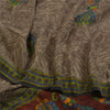Sanskriti Vintage Sarees Shades of Green Pure Crepe Silk Print Sari Craft Sustainable Fabric