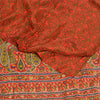 Sanskriti Vintage Sarees Red 100% Pure Crepe Silk Printed Sari 5yd Craft Sustainable Fabric