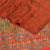 Sanskriti Vintage Sarees Red 100% Pure Crepe Silk Printed Sari 5yd Craft Sustainable Fabric