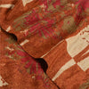 Sanskriti Vintage Sarees Indian Brown Pure Crepe Silk Printed Sari Craft Sustainable Fabric