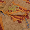 Sanskriti Vintage Sarees Indian Brown Pure Crepe Silk Printed Sari Craft Sustainable Fabric