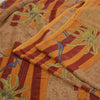 Sanskriti Vintage Sarees Indian Brown Pure Crepe Silk Printed Sari Craft Sustainable Fabric
