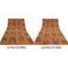 Sanskriti Vintage Sarees Indian Brown Pure Crepe Silk Printed Sari Craft Sustainable Fabric