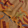 Sanskriti Vintage Sarees Indian Brown Pure Crepe Silk Printed Sari Craft Sustainable Fabric