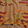 Sanskriti Vintage Sarees Indian Brown Pure Crepe Silk Printed Sari Craft Sustainable Fabric