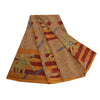 Sanskriti Vintage Sarees Indian Brown Pure Crepe Silk Printed Sari Craft Sustainable Fabric