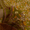 Sanskriti Vintage Sarees Indian Green Pure Crepe Silk Printed Sari Craft Sustainable Fabric