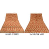 Sanskriti Vintage Sarees Orange 100% Pure Crepe Silk Printed Sari Craft Sustainable Fabric
