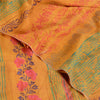 Sanskriti Vintage Sarees Yellow Block Printed Pure Crepe Silk Sari Craft Sustainable Fabric