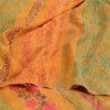 Sanskriti Vintage Sarees Yellow Block Printed Pure Crepe Silk Sari Craft Sustainable Fabric