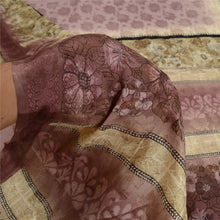 Load image into Gallery viewer, Sanskriti Vintage Sarees Mauve Printed Woven Pure Crepe Silk Sari Craft Fabric

