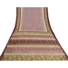 Load image into Gallery viewer, Sanskriti Vintage Sarees Mauve Printed Woven Pure Crepe Silk Sari Craft Fabric
