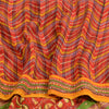 Sanskriti Vintage Sarees Red Hand Beaded Printed Pure Crepe Sari Craft Sustainable Fabric