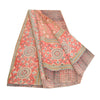 Sanskriti Vintage Sarees Indian Red Pure Crepe Silk Printed Sari Craft Sustainable Fabric