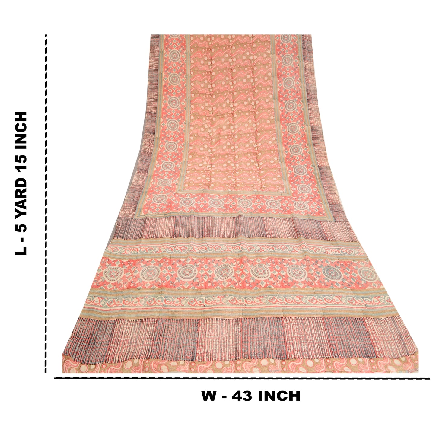 Sanskriti Vintage Sarees Indian Red Pure Crepe Silk Printed Sari Craft Sustainable Fabric