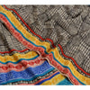 Sanskriti Vintage Sarees Black 100% Pure Crepe Silk Printed Sari Craft Sustainable Fabric