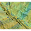 Sanskriti Vintage Sarees Green Hand Bead Pure Crepe Silk Print Sari Craft Sustainable Fabric