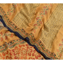 Load image into Gallery viewer, Sanskriti Vintage Sarees Peach HandBead Kantha Pure Crepe Silk Sari Craft Fabric
