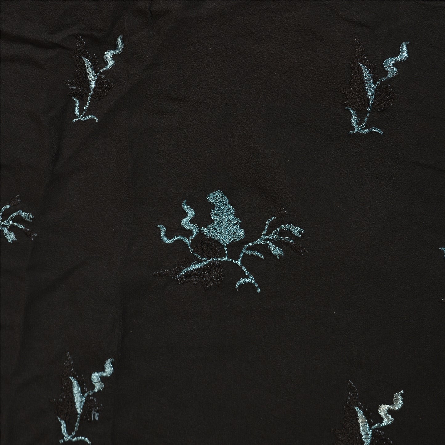 Sanskriti Vintage Black Sarees Pure Crepe Silk Embroidered Sari Craft Sustainable Fabric