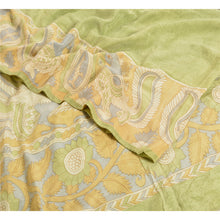 Load image into Gallery viewer, Sanskriti Vintage Sarees Green Kalamkari Print Pure Crepe Silk Sari Craft Fabric
