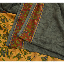 Load image into Gallery viewer, Sanskriti Vintage Sarees Indian Gray Pure Crepe Silk Printed Sari Craft Fabric

