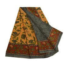 Load image into Gallery viewer, Sanskriti Vintage Sarees Indian Gray Pure Crepe Silk Printed Sari Craft Fabric
