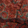 Sanskriti Vintage Sarees Red 100% Pure Crepe Silk Printed Sari Soft Craft Sustainable Fabric
