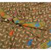 Sanskriti Vintage Sarees Green Embroidered Pure Crepe Silk Printed Sari Sustainable Fabric