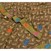 Sanskriti Vintage Sarees Green Embroidered Pure Crepe Silk Printed Sari Sustainable Fabric