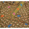 Sanskriti Vintage Sarees Green Embroidered Pure Crepe Silk Printed Sari Sustainable Fabric