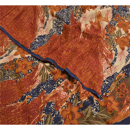 Sanskriti Vintage Multicolor Sarees Pure Crepe Silk Printed Sari Craft Sustainable Fabric