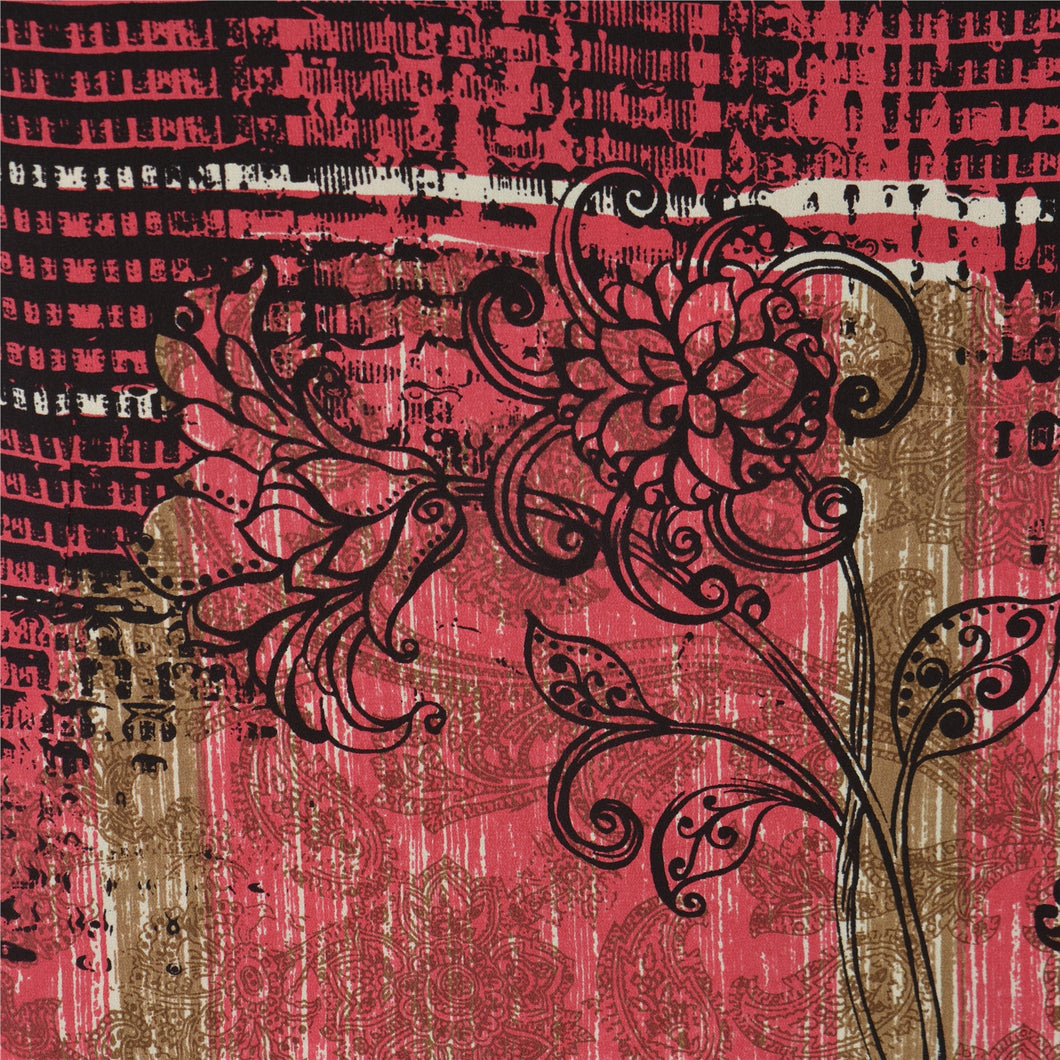 Sanskriti Vintage Pink/Brown Sarees Pure Crepe Silk Printed Sari Craft Fabric