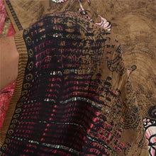 Load image into Gallery viewer, Sanskriti Vintage Pink/Brown Sarees Pure Crepe Silk Printed Sari Craft Fabric
