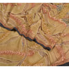 Sanskriti Vintage Sarees Pure Crepe Silk Print Embroidered Sari 5yd Craft Sustainable Fabric