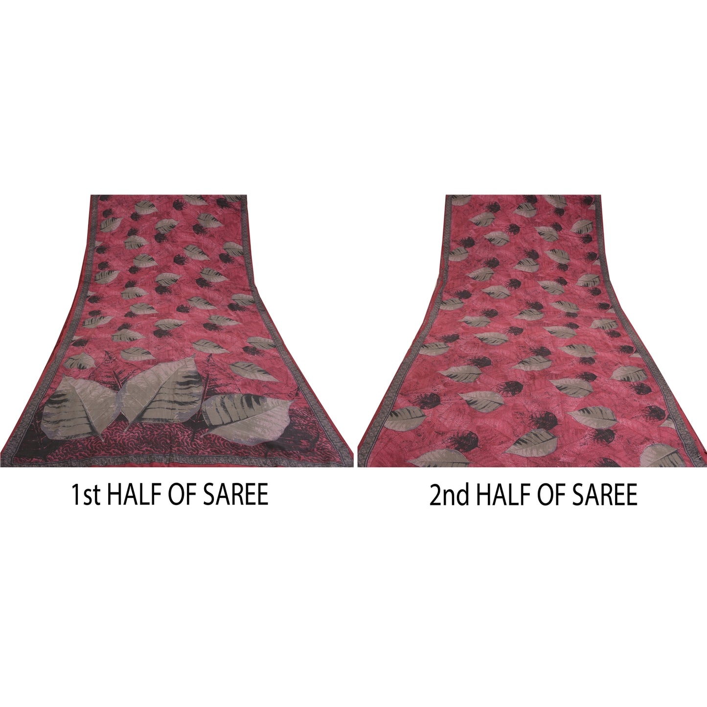 Sanskriti Vintage Sarees Purple 100% Pure Crepe Silk Printed Sari Craft Sustainable Fabric