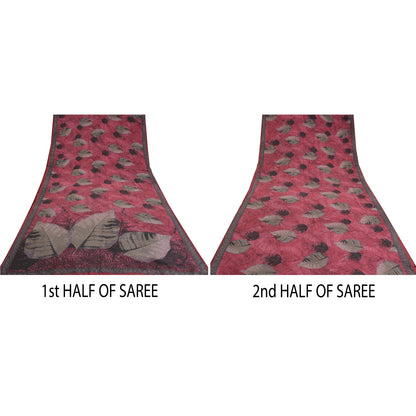 Sanskriti Vintage Sarees Purple 100% Pure Crepe Silk Printed Sari Craft Sustainable Fabric