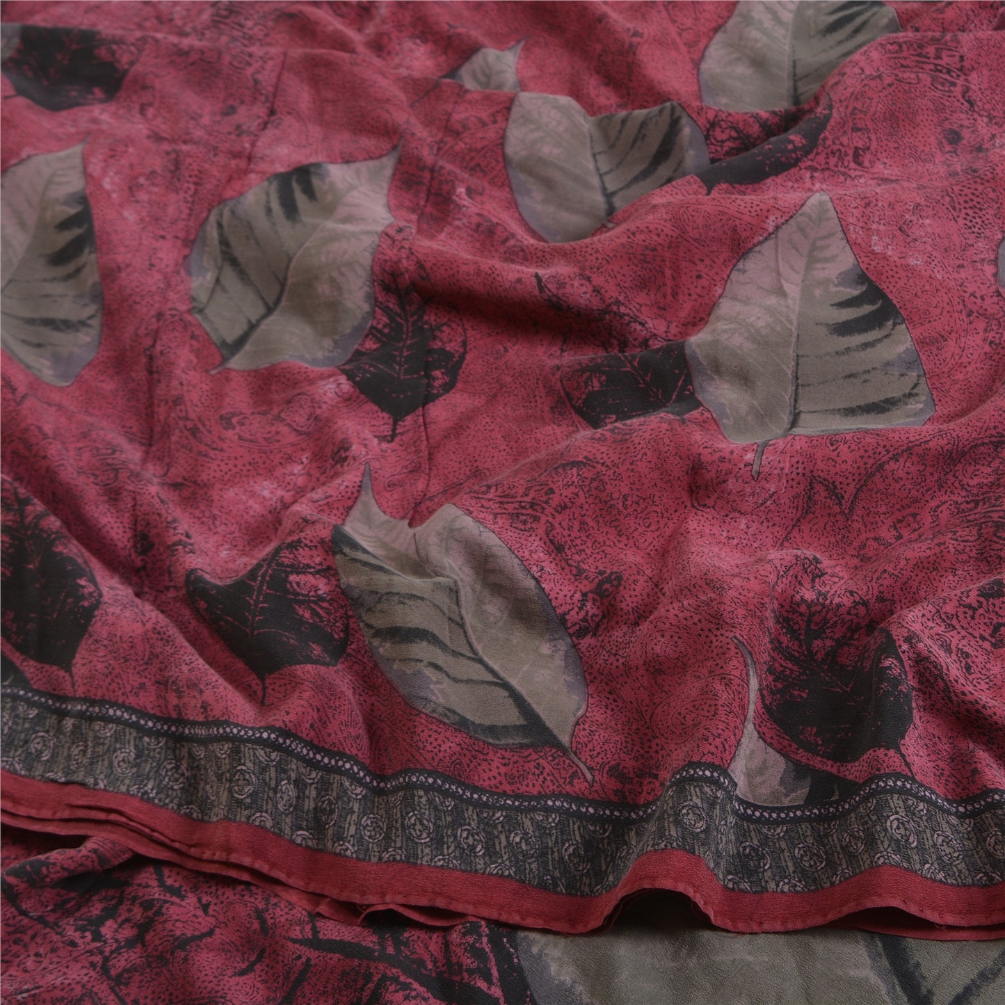 Sanskriti Vintage Sarees Purple 100% Pure Crepe Silk Printed Sari Craft Sustainable Fabric