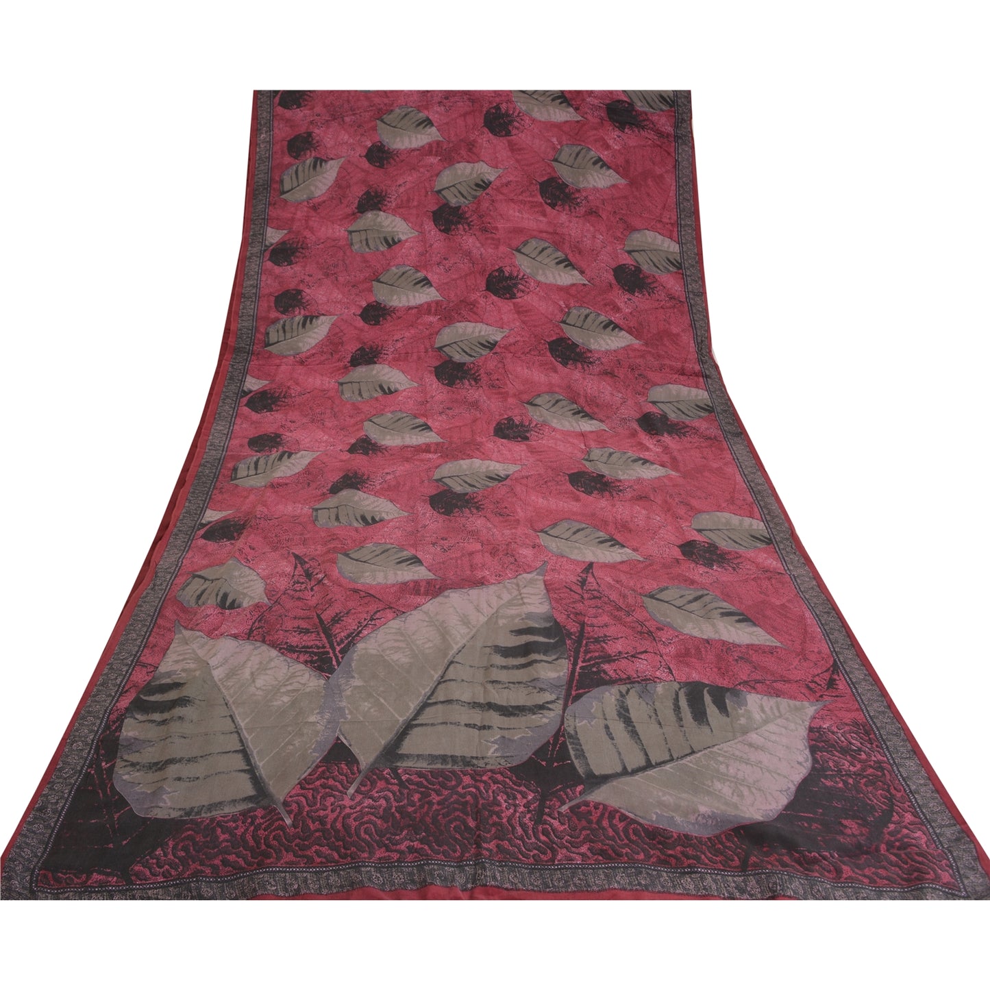 Sanskriti Vintage Sarees Purple 100% Pure Crepe Silk Printed Sari Craft Sustainable Fabric