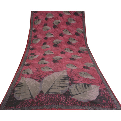 Sanskriti Vintage Sarees Purple 100% Pure Crepe Silk Printed Sari Craft Sustainable Fabric