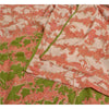 Sanskriti Vintage Sarees Red/Green Pure Crepe Silk Printed Sari 5yd Craft Sustainable Fabric