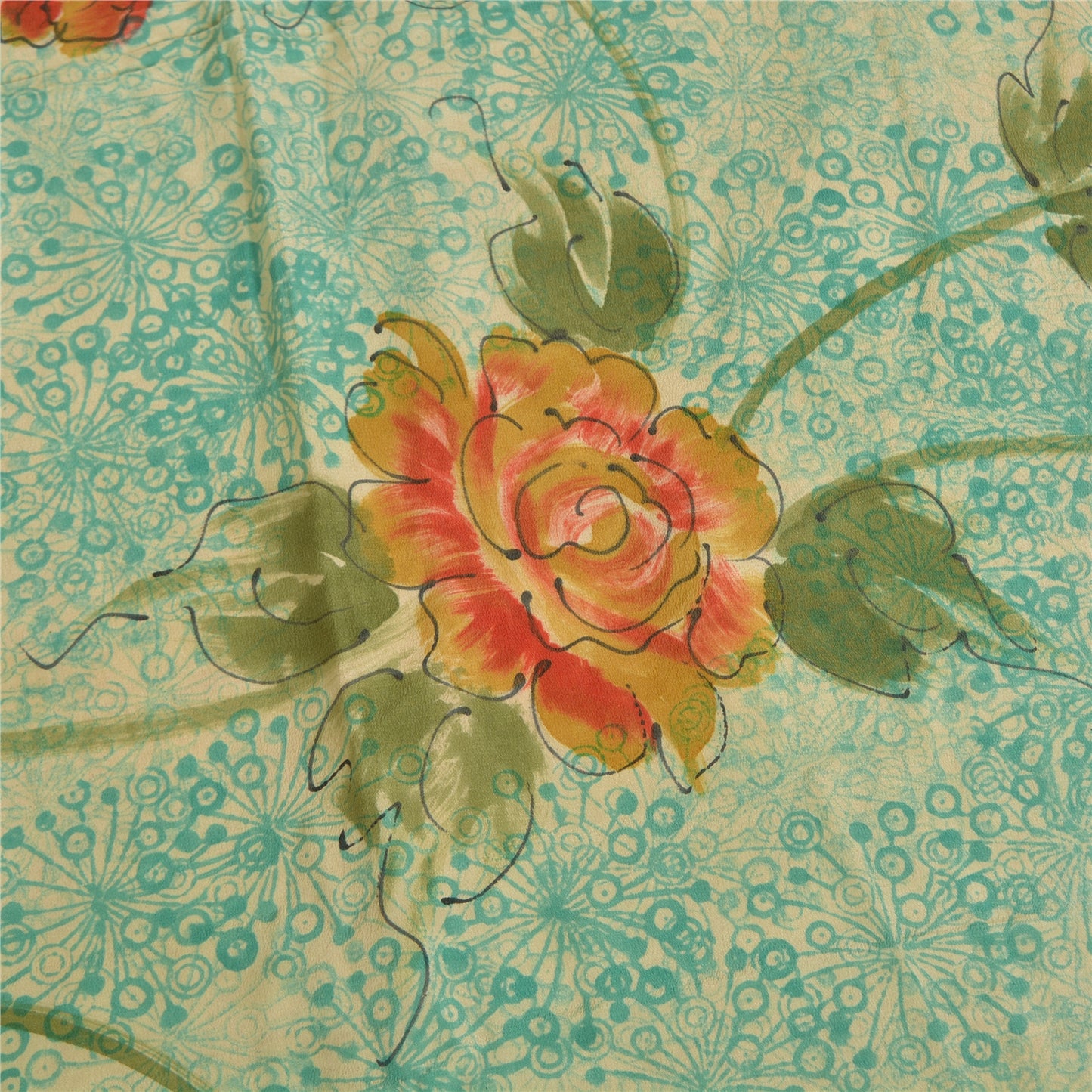 Sanskriti Vintage Sarees Multi Pure Crepe Silk Printed Sari Soft Craft Sustainable Fabric