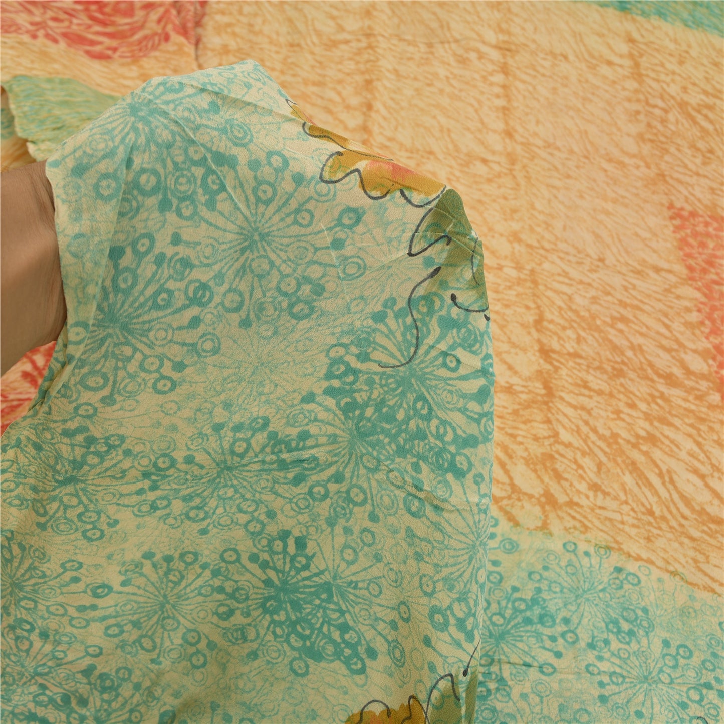 Sanskriti Vintage Sarees Multi Pure Crepe Silk Printed Sari Soft Craft Sustainable Fabric