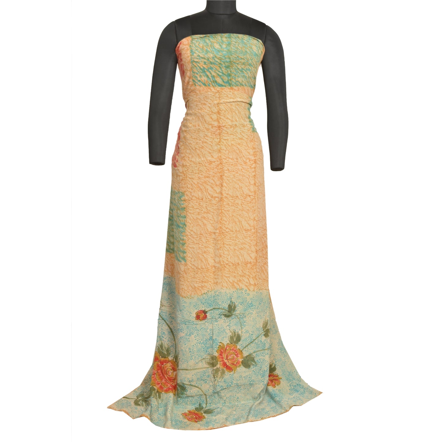 Sanskriti Vintage Sarees Multi Pure Crepe Silk Printed Sari Soft Craft Sustainable Fabric